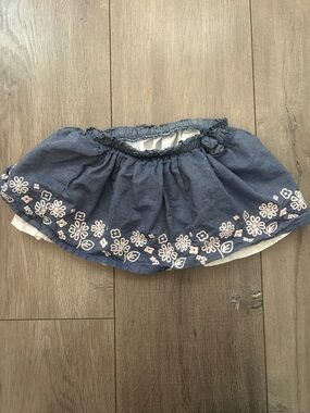 Just One You by Carter's girl's blue floral embroidered skirt- Sz: 6 months